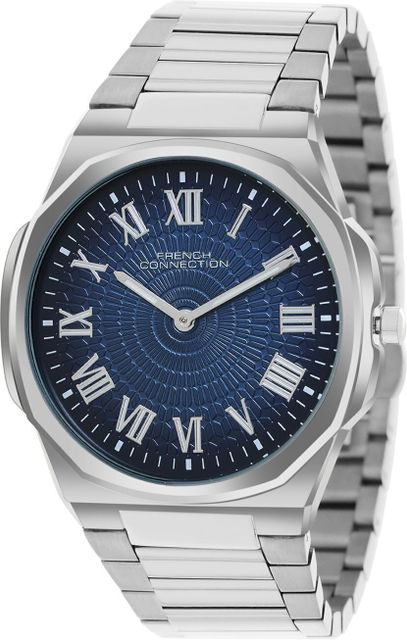 French Connection Roman Number Blue Textured Dial | Men's Silver Analog Watch - For Men FCN0125USM - Image 4