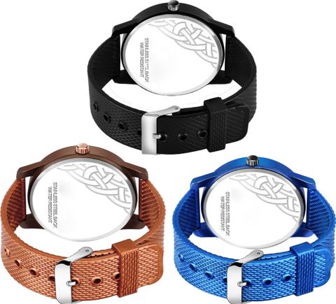 Axlyn Pack of 3 Analog Multicolor Rubber Strap Watches for Men - Image 8