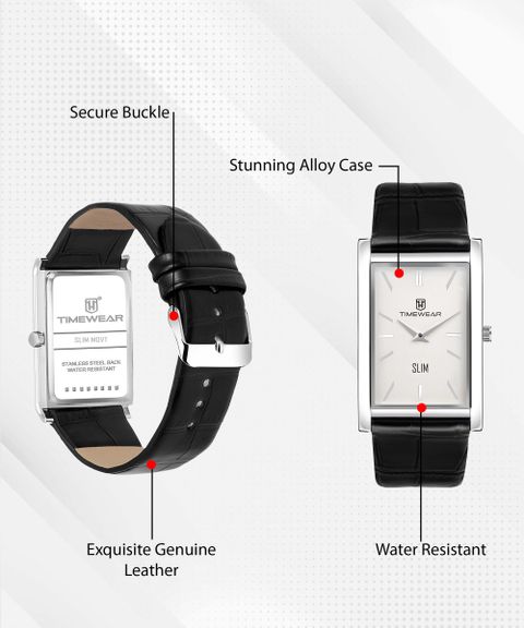 TIMEWEAR Slim Series Two Hands Black Leather Strap Analog Watch - For Men 289WDTG - Image 6