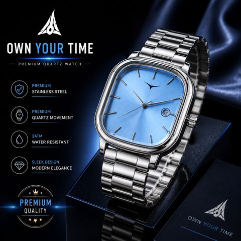 moveflex UNISEX Date Function Working Free Size Adjutable Chain Lock Premium Quality Analog Watch - For Men NSTM026 SKY BLUE - Image 7
