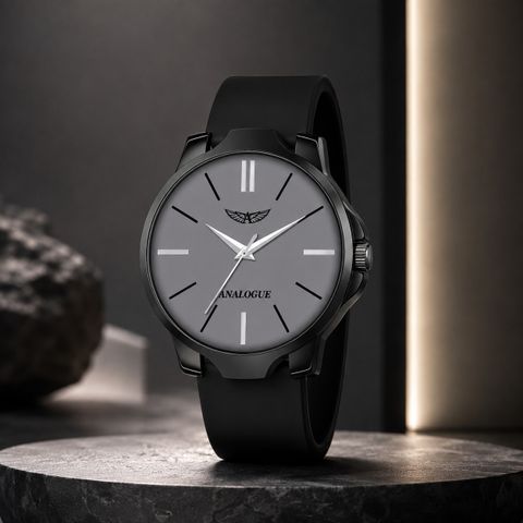 ANALOGUE Minimalist Slim Series | Smart Watch Strap | Smart Clip | Soft Silicon | Boys Analog Watch - For Men ANLG-492-GREY-BLACK-SC - Image 8