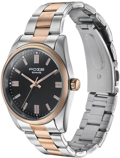 Sonata Poze Quartz Analog Black Dial Metal Strap Watch - Image 8