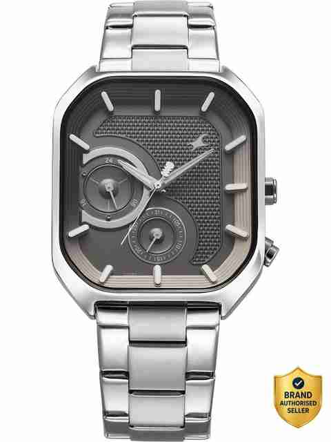 Fastrack Groove Multifunction Anthracite Dial Metal Strap Guy's with Lume indices Analog Watch - For Men 3321SM01,NU3321SM01 - Image 5