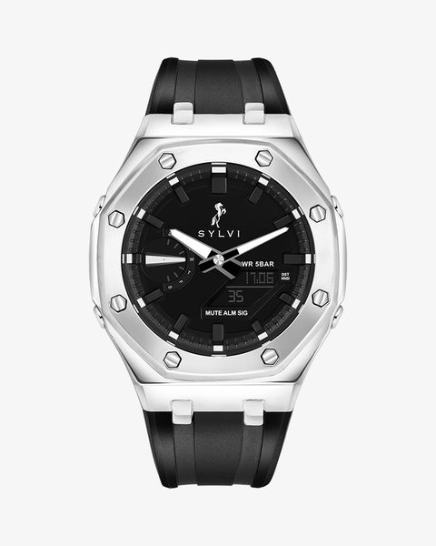 Sylvi RIG-101 Analog-Digital Watch for Men, Silver - Image 6