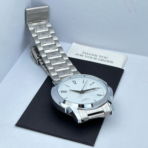 REESKY Day & Date Function Watch With White Coated Dial, Stainless Steel Chain Analog Watch - For Men OHHO - 01 Silver - Image 8