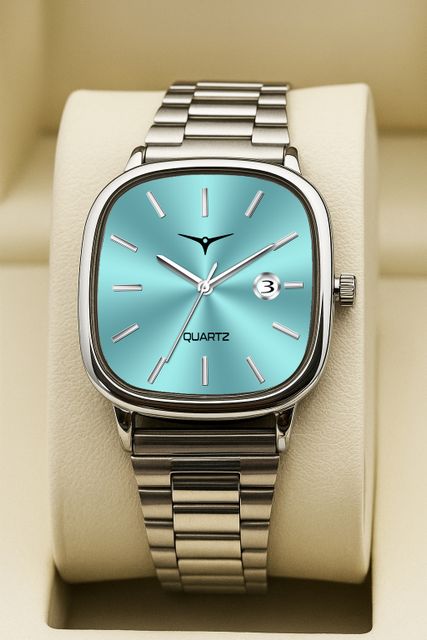 Axlyn Analog Watch for Men, Sky Blue, Steel Strap - Image 7
