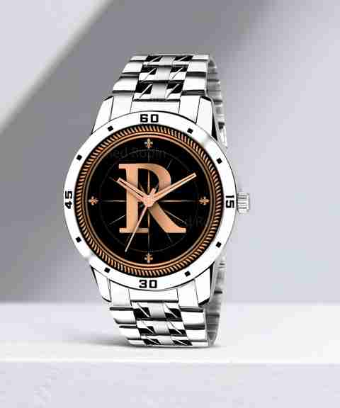 SKOAL ALPHA-R-AVO-SIL-STL Fancy Design Stylish ALPHABET R Dial Silver Leather Strap Men Wrist Watch àªàª¡àª¿àª¯àª¾àª³ - Image 5