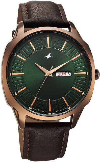 Fastrack Stunners XI Quartz Analog Watch, Green Dial, Brown Leather - Image 4