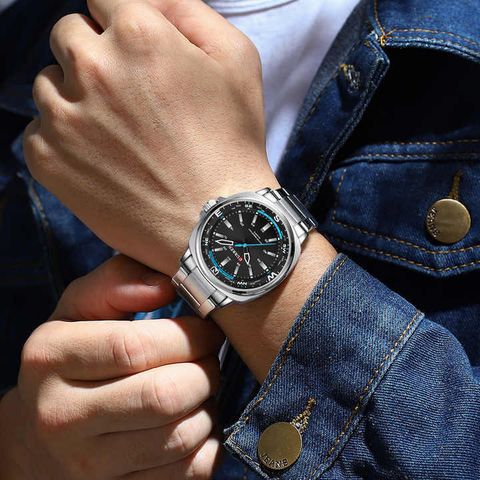 Curren Black Dial Metal Strap Quartz Water Resistant Analog Watch - For Men 8455 - Image 8