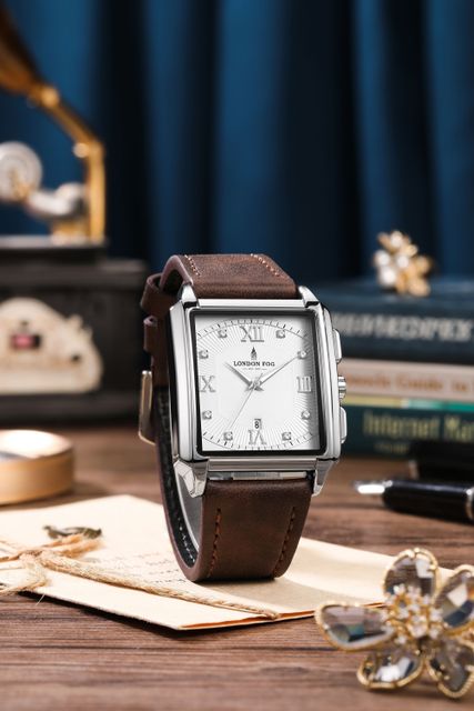 London Fog Mayfair Men's White Dial Leather Strap Watch LFM1000 - Image 7