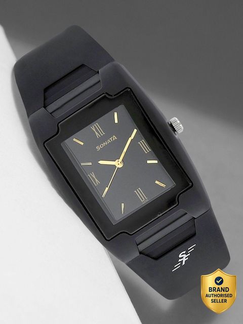 Sonata Quartz Black Dial Plastic Strap Analog Watch for Men - Image 4