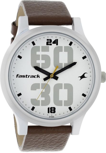 Fastrack Bold White Dial Brown Leather Strap Analog Watch - Image 7