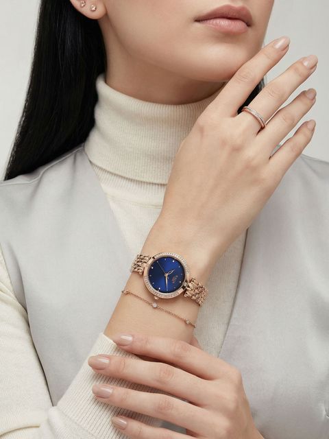Titan Raga Women's Analog Watch, Blue Dial, Rose Gold Strap - Image 6