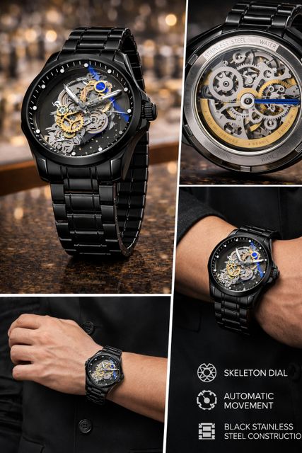 YARA 326925 Analog Watch - For Men 05LK_Watch Skeleton Black - Image 8