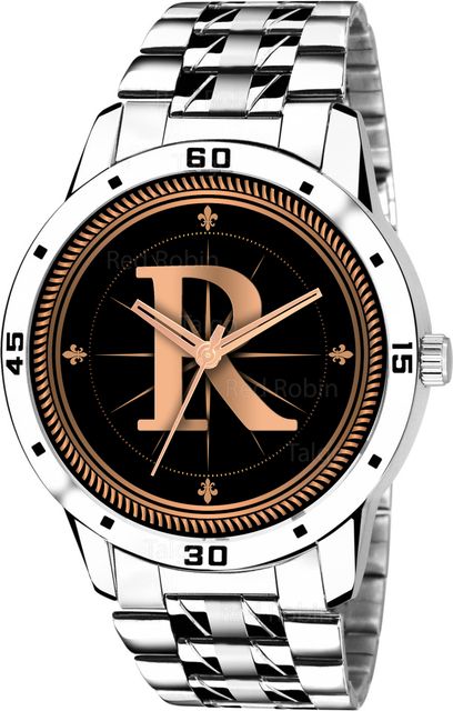 SKOAL ALPHA-R-AVO-SIL-STL Fancy Design Stylish ALPHABET R Dial Silver Leather Strap Men Wrist Watch àªàª¡àª¿àª¯àª¾àª³ - Image 6