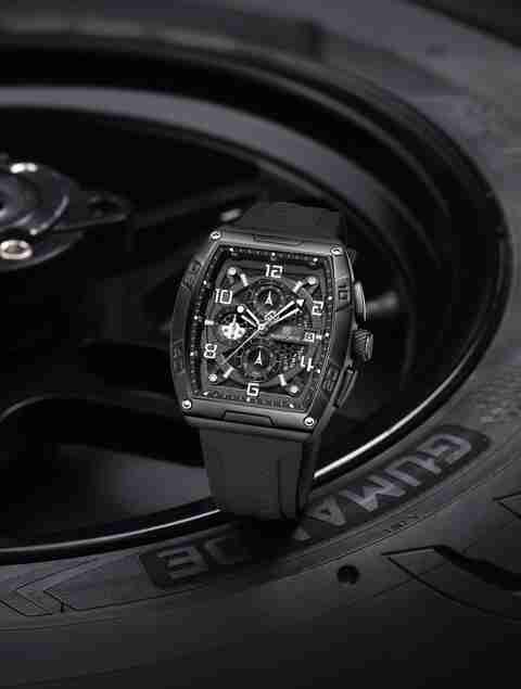 NAVIFORCE Black Luminous Hollow Dial with three chrongraph function Analog Watch - For Men NF8052 Barrel-shaped silicone strap timepeice - Image 5