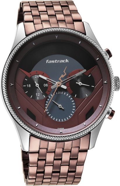 Fastrack Thor Multifunction Black & Red Dial Brown MetalStrap Analog Watch - For Men NT3286KM01,NU3286KM01 - Image 7