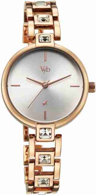 Fastrack Vyb Manifester Quartz Silver Dial Rose Gold Strap Watch - Image 5