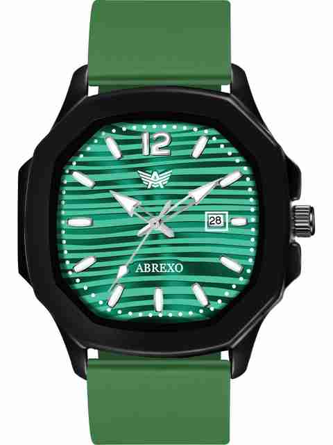 ABREXO Vintage-Law Date Working Square Green Dial Premium Silicone Strap Boys Analog Watch - For Men Abx6600-GR Quartz Mechanism Watch - Image 5