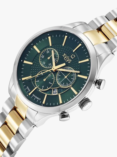 HDJ81V165／55R14 XYLYS Xylys SwiSS Chronograph Green Dial TwoToned SS Strap Analog