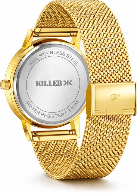 KILLER Gold Mesh Watch Green Sunburst Dial Analog Men KLR-GRN-001-GLD - Image 6