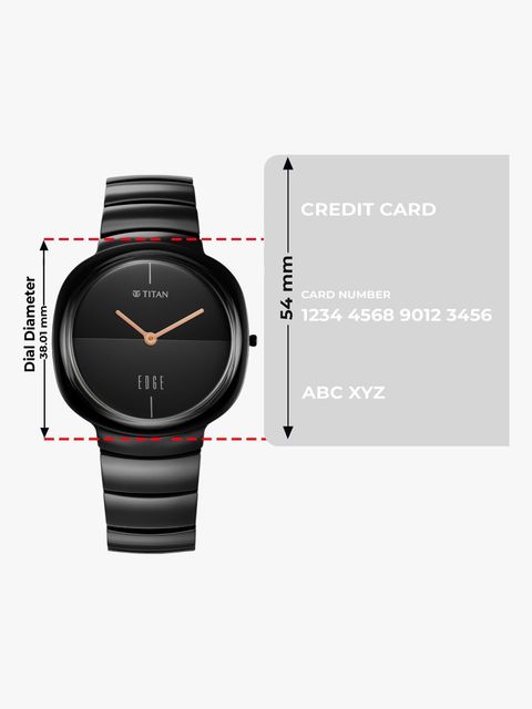 Titan Edge Squircle Black Dial Ceramic Strap Watch - Image 8
