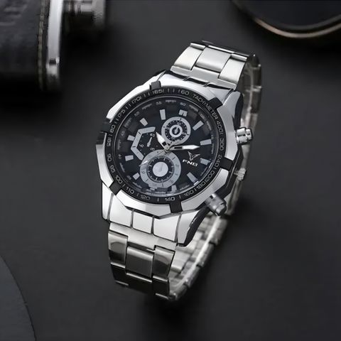 FNB EDY-SlvBlack-1801 Analog Watch for Men, Silver - Image 7