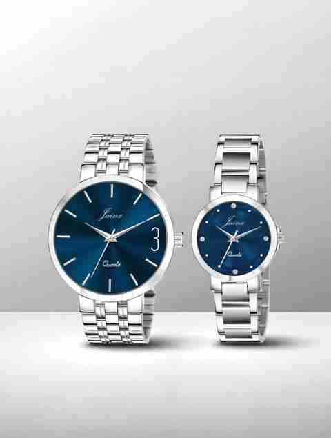 JAINX Blue Dial Steel Chain Couple Watch Set JC9404 - Image 3