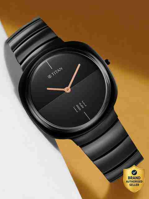 Titan Edge Squircle Black Dial Ceramic Strap Watch - Image 5