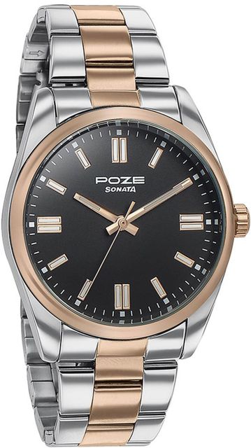 Sonata Poze Quartz Analog Black Dial Metal Strap Watch - Image 7
