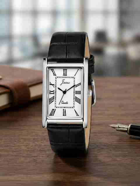JAINX Executive Rectangular Shape Black Leather Strap Analog Watch - For Men JM7250 - Image 5