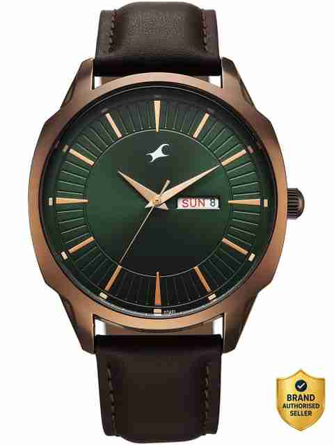 Fastrack Stunners XI Quartz Analog Watch, Green Dial, Brown Leather - Image 3