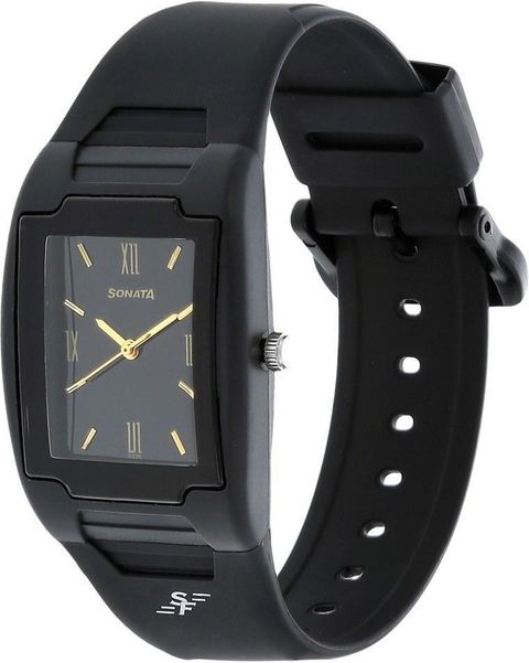Sonata Quartz Black Dial Plastic Strap Analog Watch for Men - Image 8