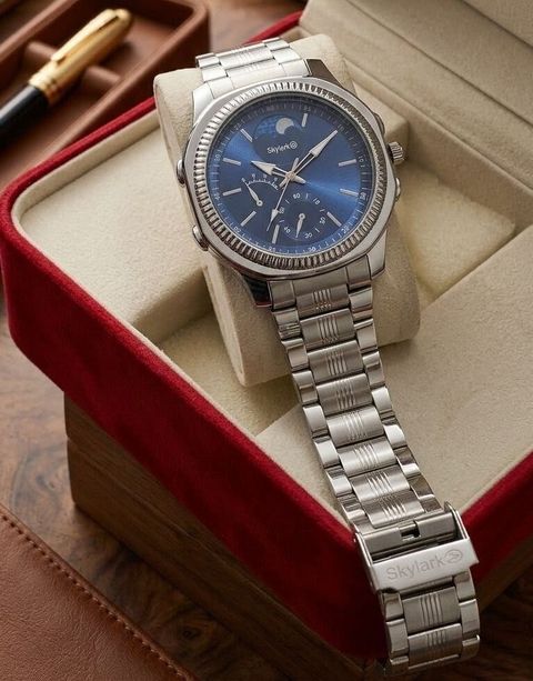 Skylark Analog Watch Men Blue Dial Steel Chain - Image 7