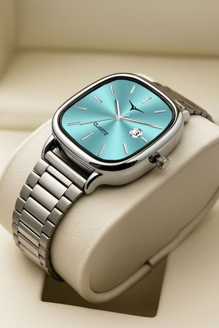 Axlyn Analog Watch for Men, Sky Blue, Steel Strap - Image 4