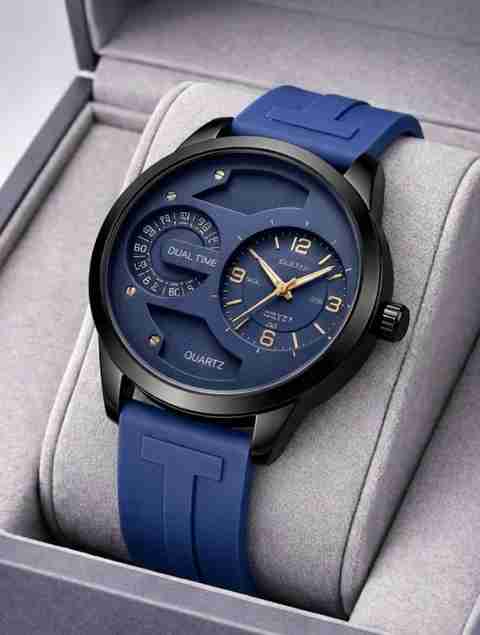 MAAN INTERNATIONAL Prime Collection Dual Dial Quartz Black Silicone Strap Analog Watch - For Men MI-DD-BLUE-03 - Image 5