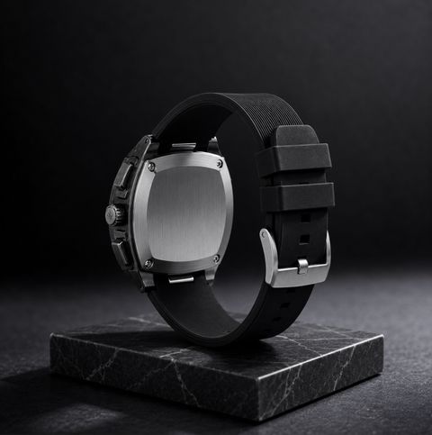 MAAN INTERNATIONAL Obsidian Vortex Series Skeleton Dial Tonneau Shape Case Premium Silicone Strap Analog Watch - For Men OBS-SKL-VTX-BLACK - Image 8