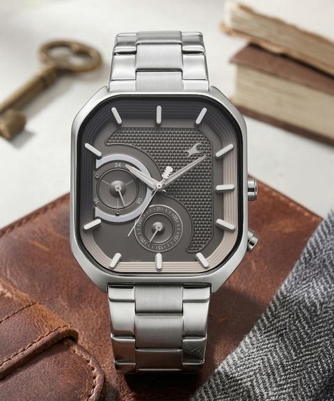 Fastrack Groove Multifunction Anthracite Dial Metal Strap Guy's with Lume indices Analog Watch - For Men 3321SM01,NU3321SM01 - Image 6