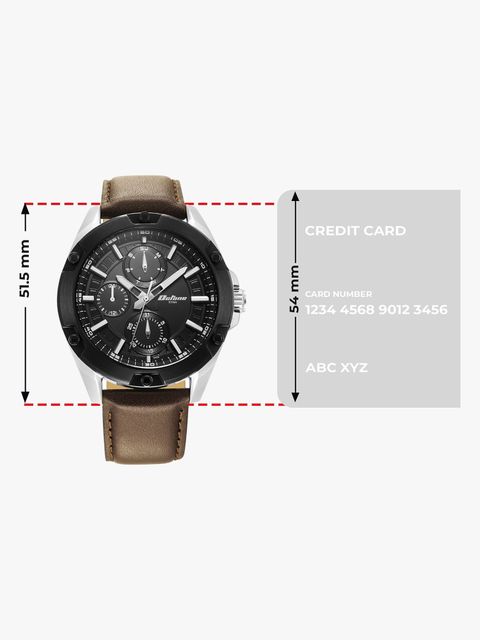 Titan Octane Multifunction Black Dial Brown Leather Strap Watch - Image 8