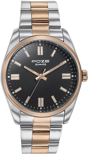 Sonata Poze Quartz Analog Black Dial Metal Strap Watch - Image 6