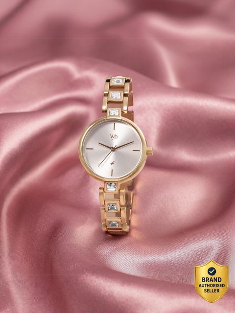Fastrack Vyb Manifester Quartz Silver Dial Rose Gold Strap Watch - Image 6