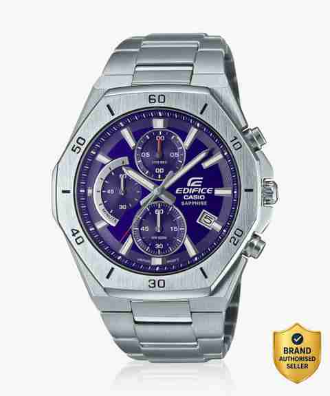 Casio Edifice Blue Dial Silver Stainless Steel Analog Watch - Image 5