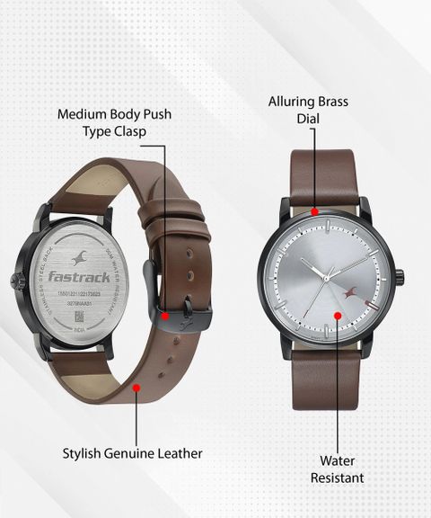 Fastrack Silver Dial Brown LeatherStrap Analog Watch - For Men NT3278NL01,NU3278NL01 - Image 6