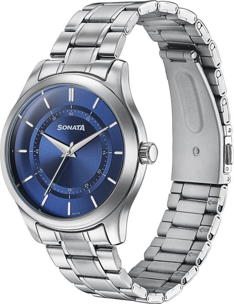 Sonata Blue Dial Silver Stainless Steel Strap Analog Watch - For Men NT77149SM01,NU77149SM01 - Image 8