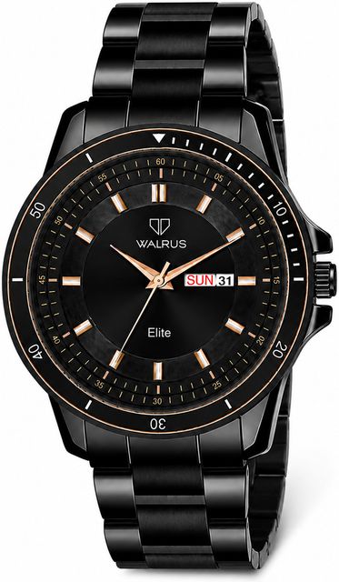 Walrus Medium Size Black Dial Day Date Display Stainless Steel Strap Premium Analog Watch - For Men WWTM-ELITE-XVIII-020202 - Image 6