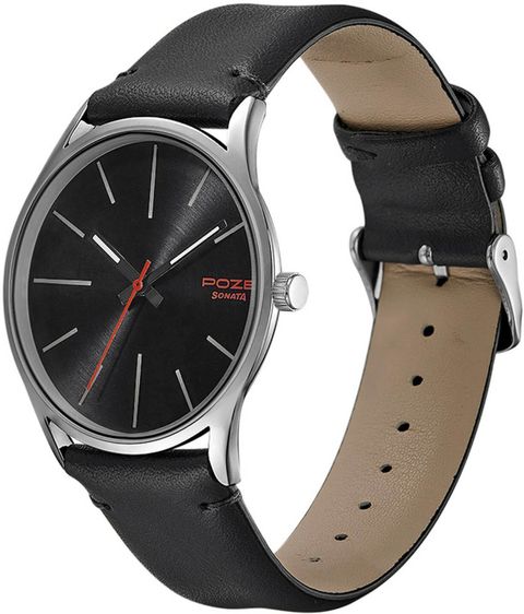 Sonata Poze Quartz Analog Black Dial PU Leather Strap Watch for Men - Image 7