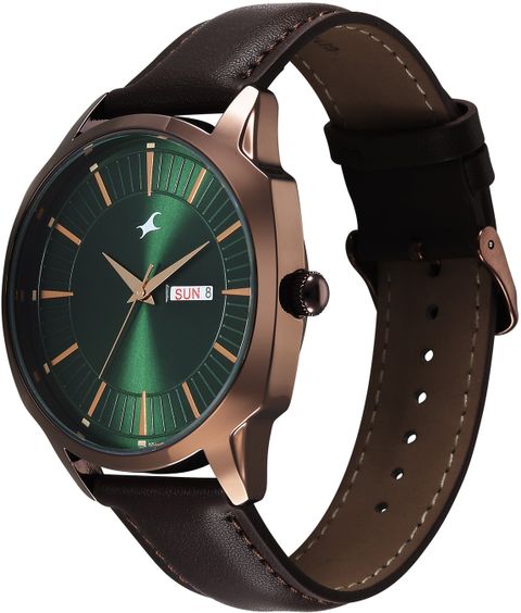 Fastrack Stunners XI Quartz Analog Watch, Green Dial, Brown Leather - Image 5