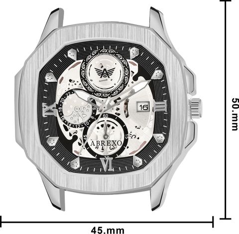 ABREXO GODFATHER Square Chrono Look Silver Dial Date Working Black Silicone Strap Boys Analog Watch - For Men Abx8300-SL BK - Image 7