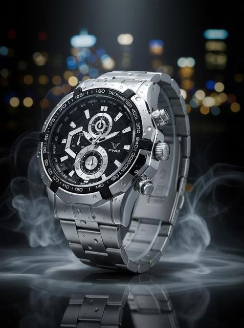 FNB EDY-SlvBlack-1801 Analog Watch for Men, Silver - Image 5