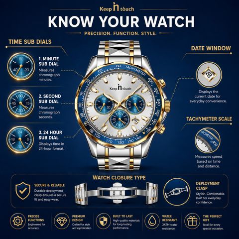 Keep n Touch KT1027 Chronograph Analog Watch for Men, Silver - Image 8